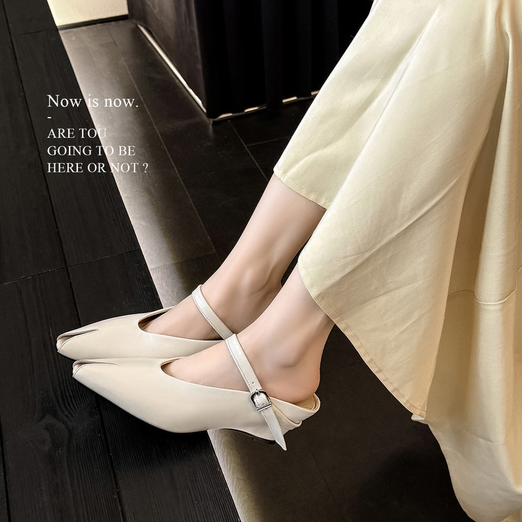 Sandal nữ hở mũi gót nêm cao da bò tăng chiều cao quai ngang — màu đen, màu trắng, màu mơ chi tiết 59