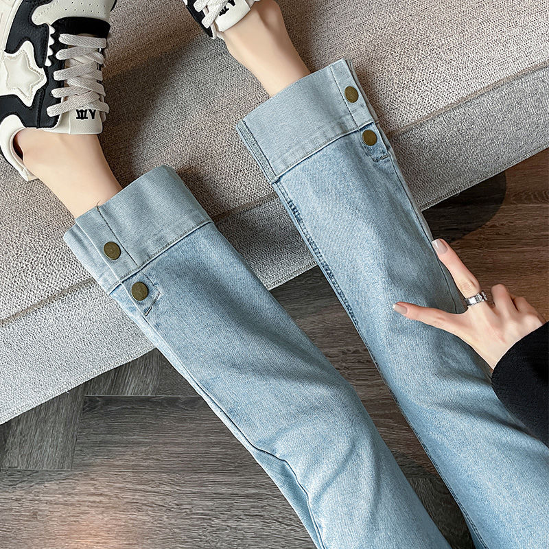 High-Waisted Straight-Leg Jeans for Women, Autumn New Style, Pear-Shaped Petite, Cropped Cigarette Baguette Pants