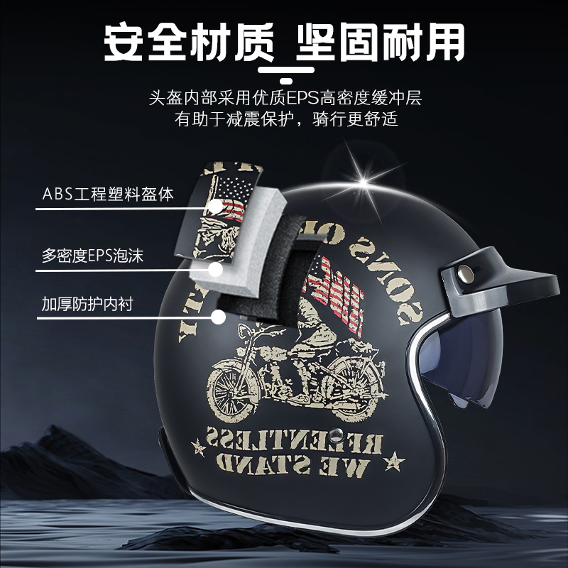 OEM tres cuartos de casco personalizado fábrica 3C certificado retro medio casco motocicleta motocicleta casco de seguridad