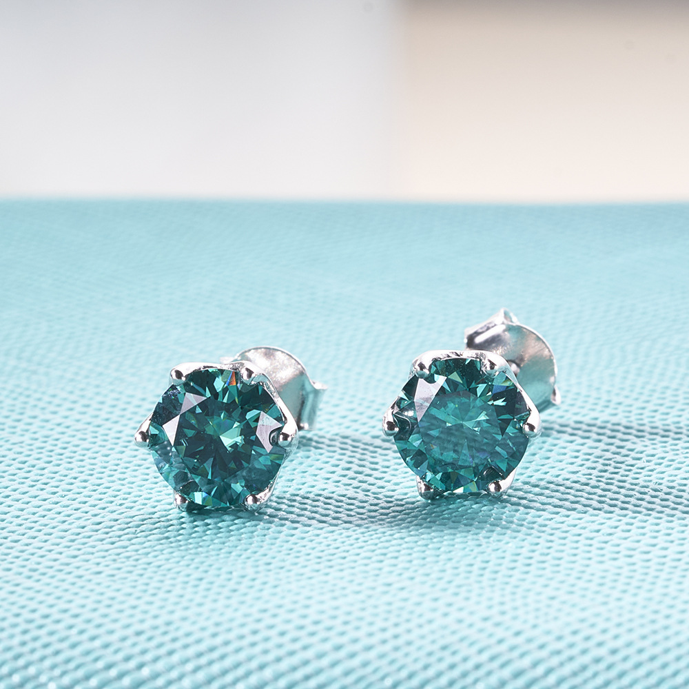 0.5 / 1 quilates de esmeralda mozanita pernos de orejas de mozanita natural ultra brillante pernos de orejas de lujo fino en vivo venta caliente orejas