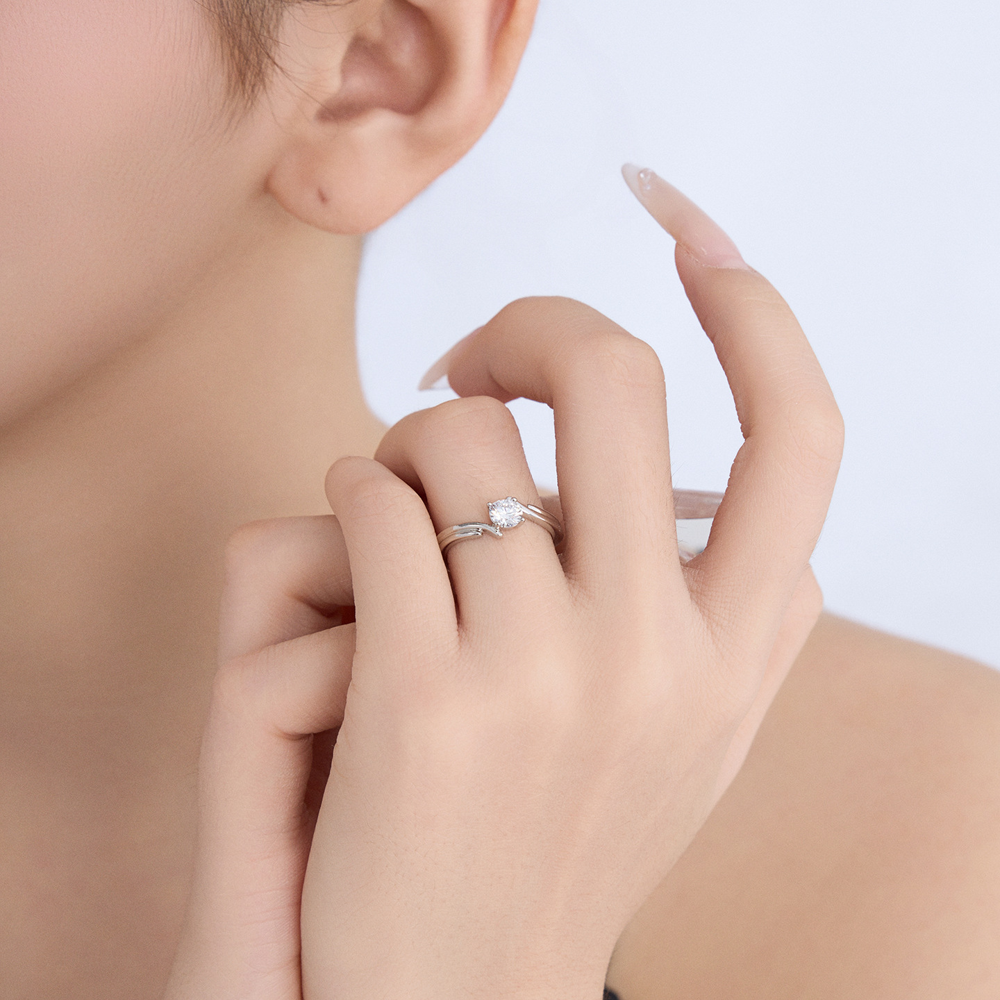 Xuping simple temperamento dulce pareja anillo de boda incrustado formado cuadrado de óxido de circonio ligero lujoso diseño anillo de mujer