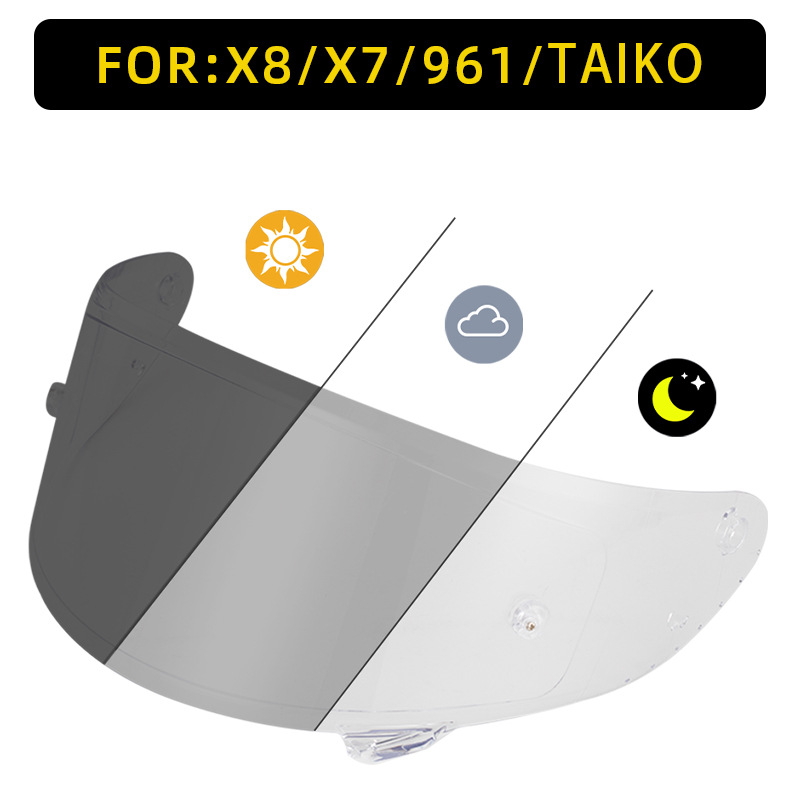 Motorcycle Helmet Color-Changing Lens X14/Z7/Z8/Rx7X/Sm961 Anti-Uv Full-Face Helmet Color-Changing Lens