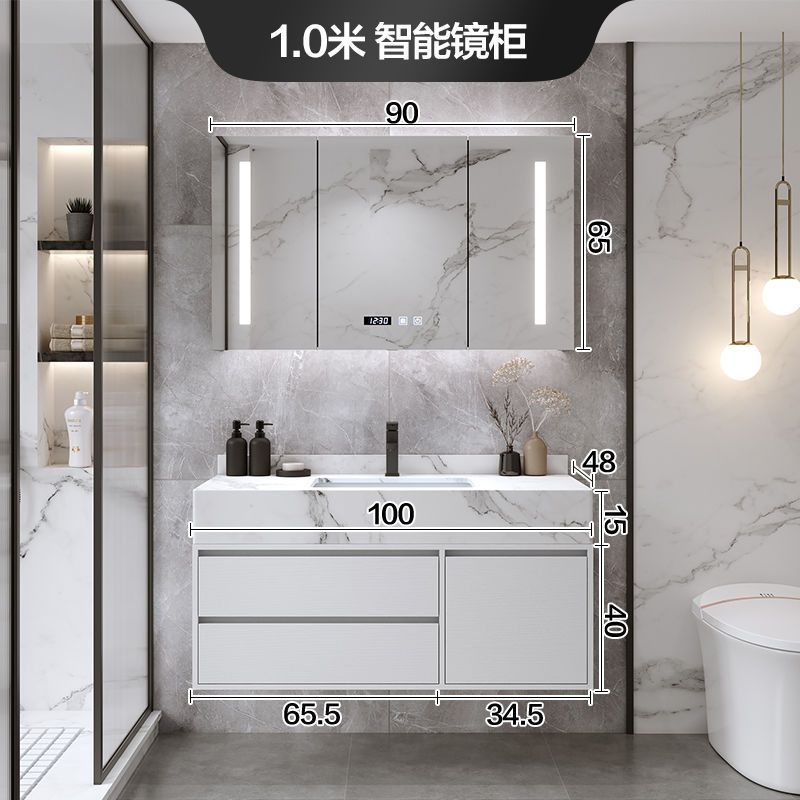 Espejo de almacenamiento inteligente cabinet-100CM Placa de roca lavabo de cerámica