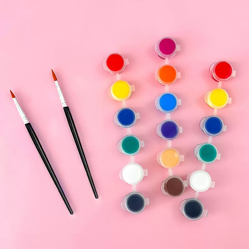 6色丙烯颜料diy学生美术绘画颜料涂鸦扇子彩色画画石膏连体颜料条