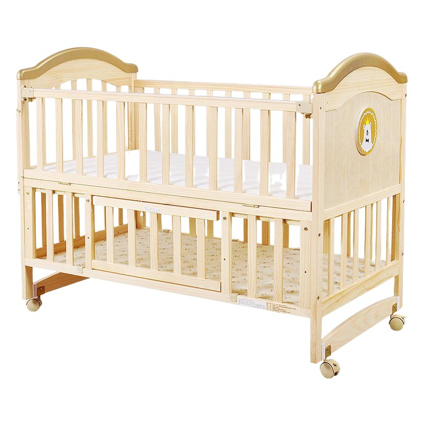 Cuna de madera natural sin pintura, multifunción