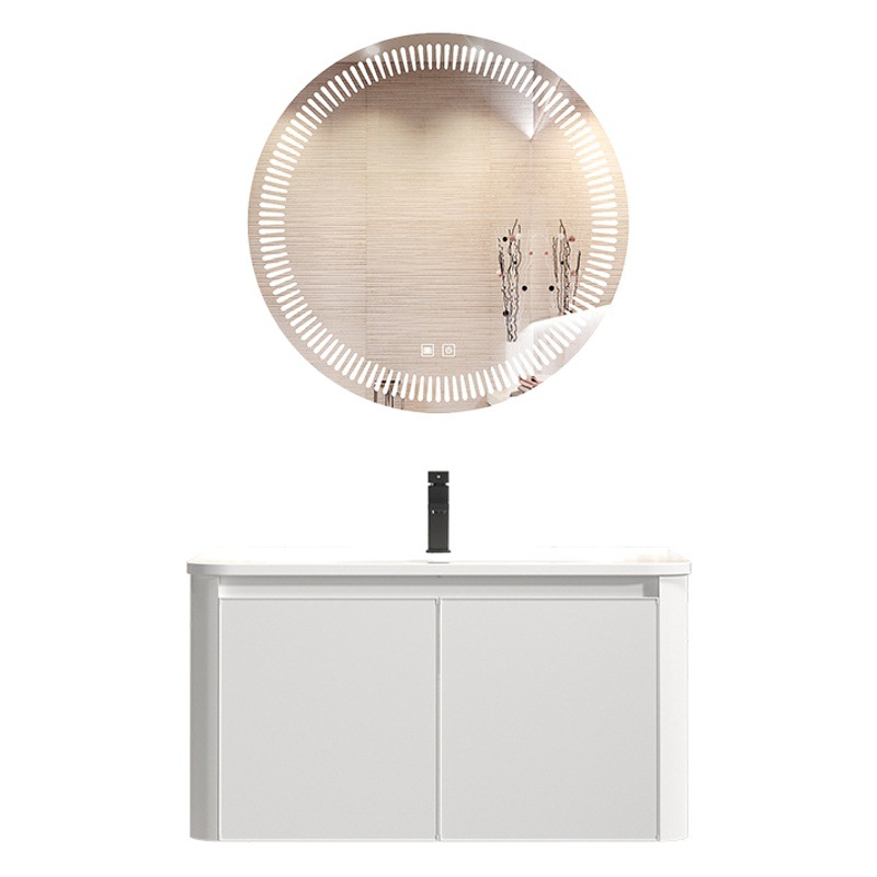 Estilo crema espacio de aluminio baño gabinete de baño lavabo combinación simple lavabo mesa de lavado de cerámica integrado