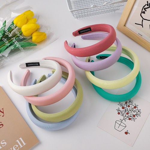 Hairband female forest fairy Internet celebrity solid color sweet versatile sponge wide-brimmed headband Korean version simple face wash hair accessory