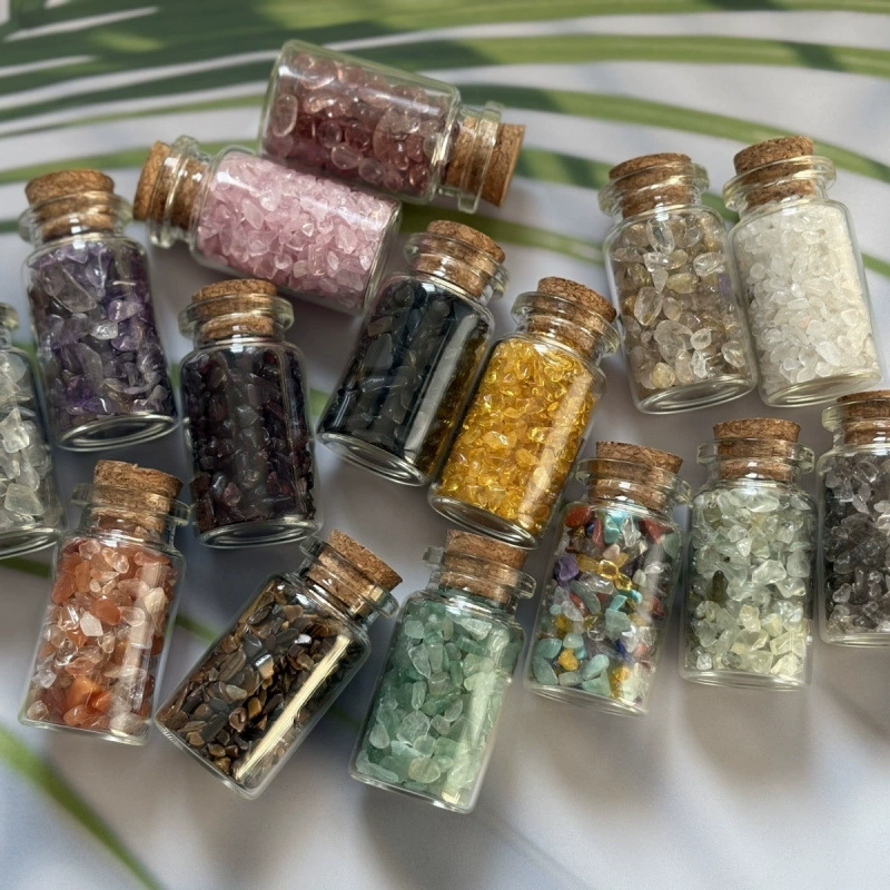 Набор декоративных бутылочек с кристаллами, гравием и маятником, смешанные необработанные камни, в стиле ведьмы, Amazon