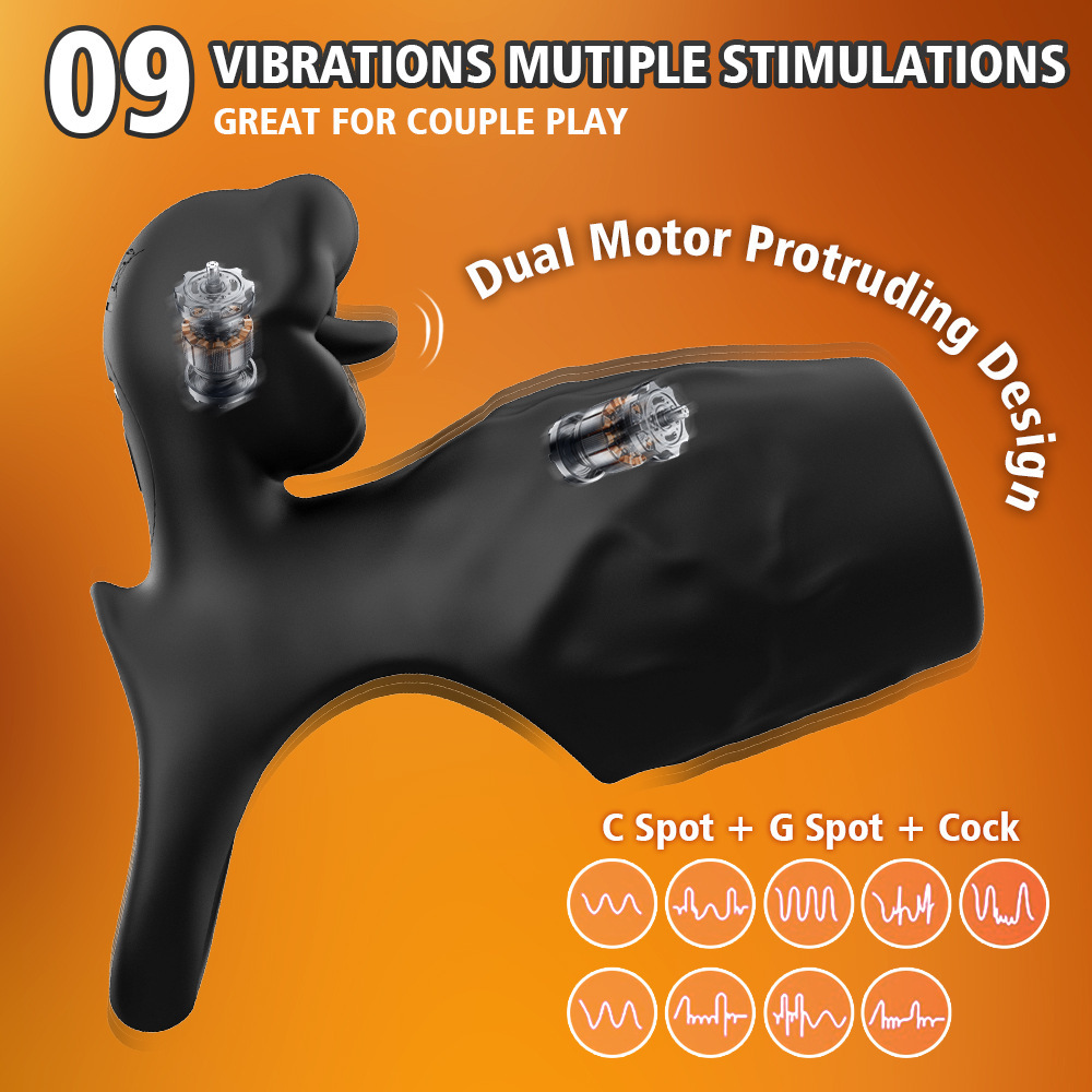 Vibrating Couples Ring with Textured Silicone Sleeve, Button Control, Black — detail image 3