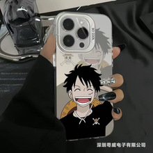 渐变憨笑路飞适用苹果17pro手机壳16pro跨境15欧美14彩银IMD硬11