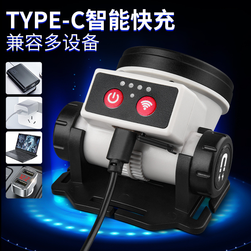 Faro de luz fuerte transfronterizo al aire libre mini LED noche pesca minero lámpara portátil linterna montada en la cabeza Faro de inducción de carga