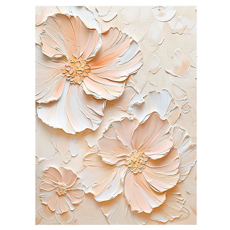 奶油风ins油画大芬村橙色花卉客厅装饰画墙上抽象挂墙玄关挂画