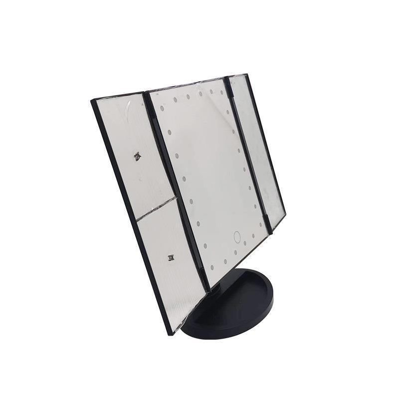 Espejo de maquillaje led Espejo de maquillaje de belleza portátil plegable Espejo de escritorio triple con luz Espejo de maquillaje led plegable de tres lados