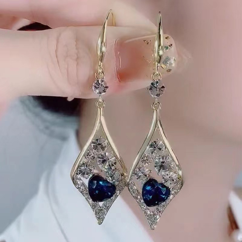 Inlay Design 1 Pair Glam Geometric Inlay Alloy Artificial Crystal Drop Earrings