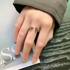 Vintage Korean Retro Patina Rose Gold Ring, Simple and Fashionable, Unique Open Ring, Popular on Social Media, Niche Design Finger Ring