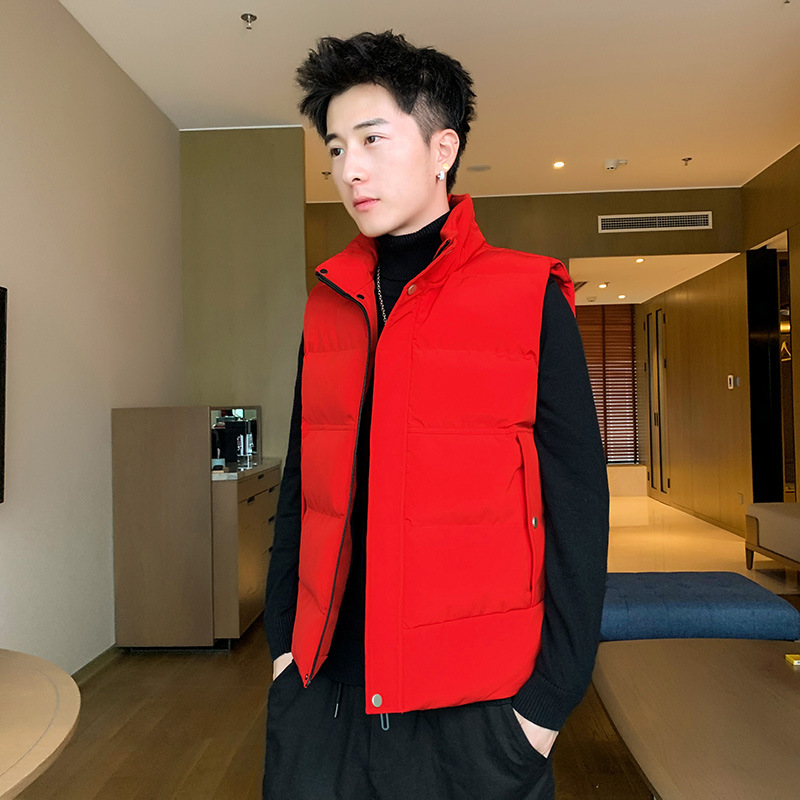 Chaleco cálido de otoño y invierno transfronterizos masculino chaleco de color sólido marca de moda coreana para hombres de hombro grande chaqueta de pareja image 2