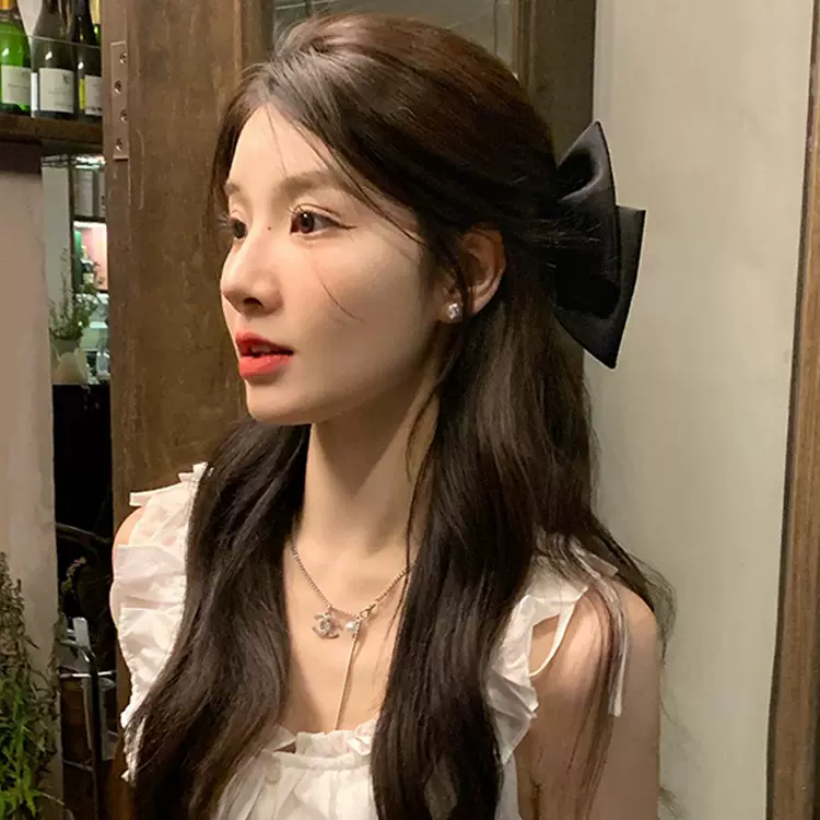 超大号黑色蝴蝶结发夹女立体高级感后脑勺弹簧夹发卡夹子头饰发饰