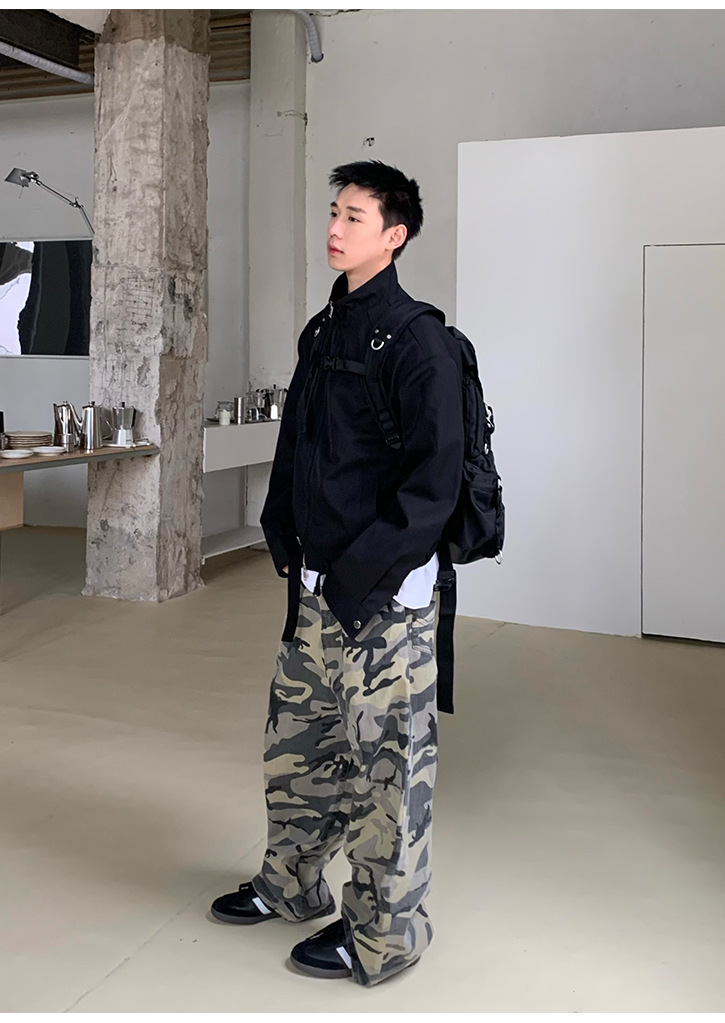 Herren Jeans Mit Camouflage Muster Im Lockeren Loose Fit Schnitt_voghion.com