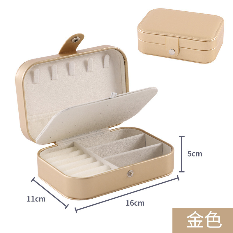 Caja de almacenamiento de joyas de suministro directo transfronterizo caja de almacenamiento de pendientes portátiles de doble capa collar de anillo de pendientes de pendientes de varias capas caja de joyas domésticas image 21