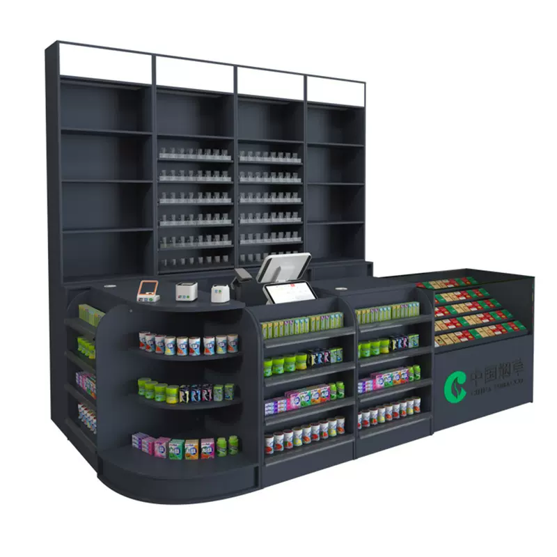 大容量超市便利店收银台吧台烟酒柜组合