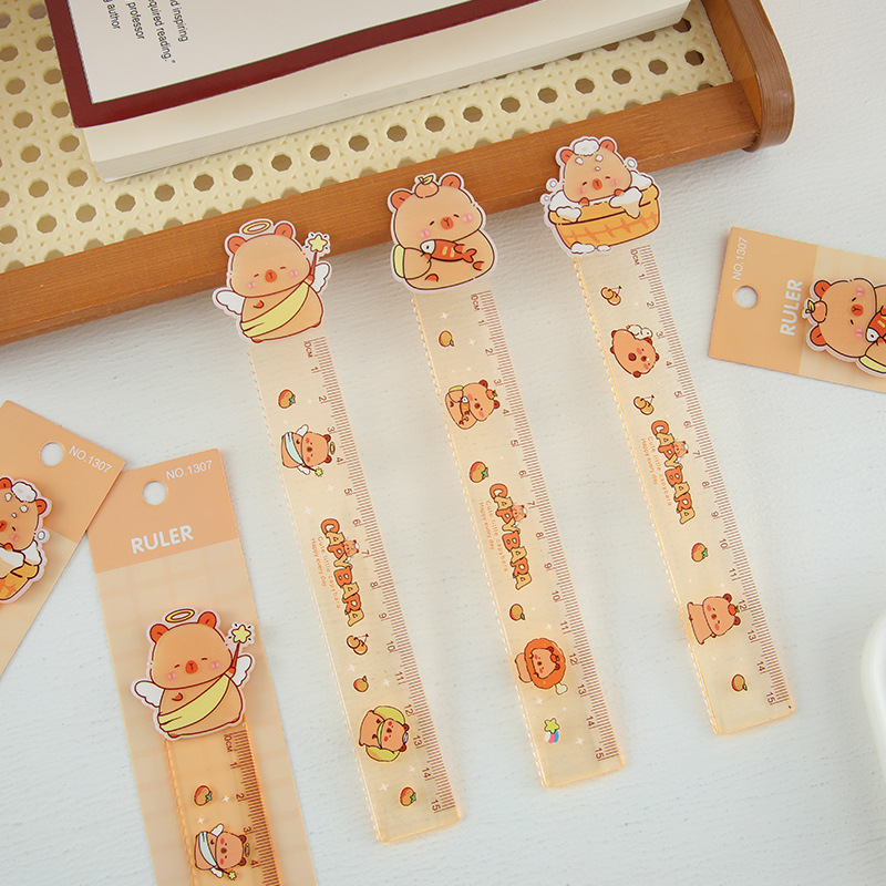 Regla Kapibala 15cm regla de color de alto valor medición dibujo material de papelería de aprendizaje para estudiantes de primaria