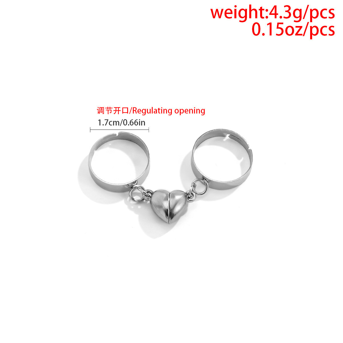Lady Heart Shape Alloy Plating Women's Open Ring 1 Pair display picture 1
