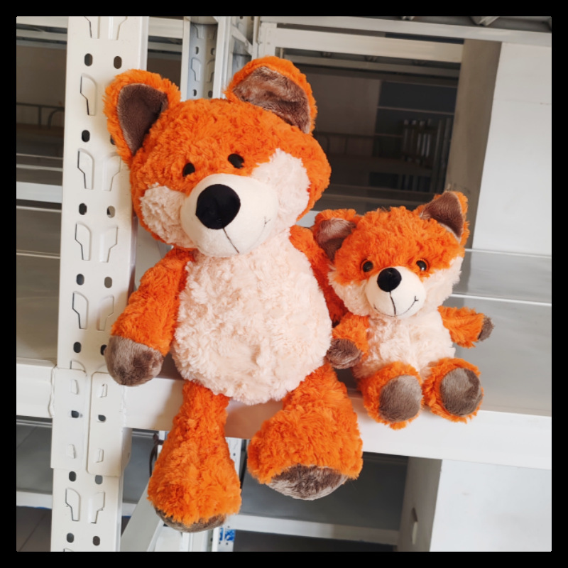 Linda caricatura naranja zorro mapache muñeca bosque animal peluche agarre muñeca regalo de cumpleaños para niños