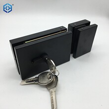 上下夹玻璃门配件 黑色不锈钢双开无框玻璃门插销门锁 玻璃门锁夹