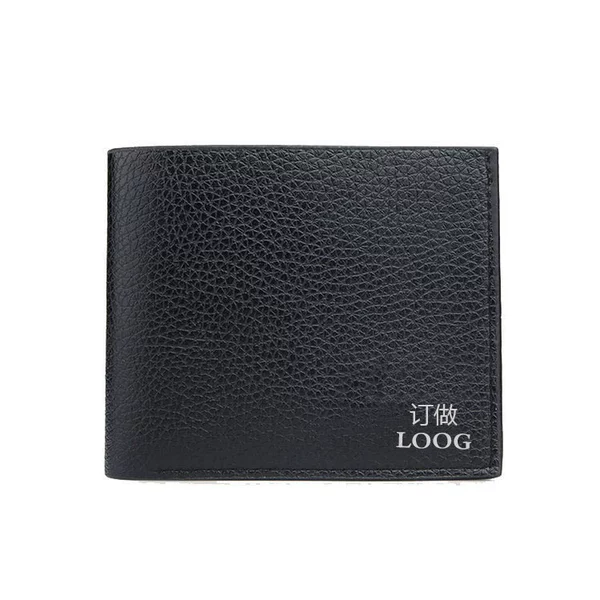 Black lychee pattern short wallet