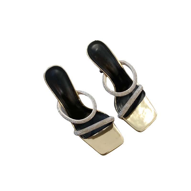 Sandali con tacco donna con cinturini strass e punta quadrata_voghion.com