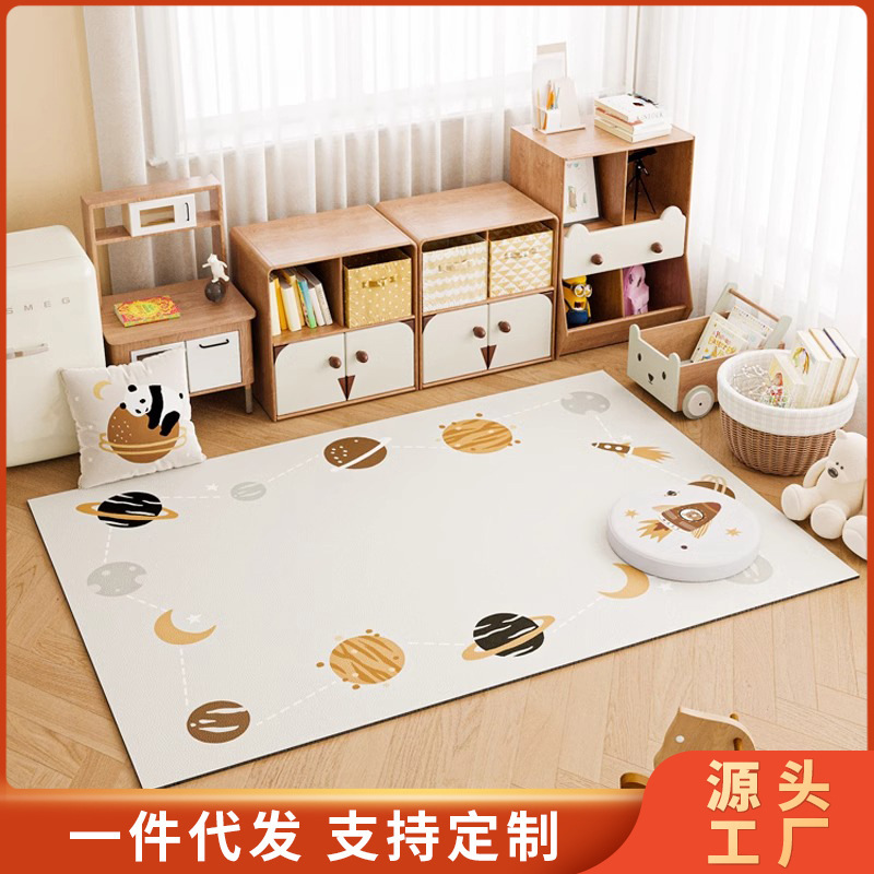 2026 New Model Living Room Floor Mat, Children's Room Bedroom Bedside Rug, Balcony Cushion, Reading Area Washable Leather Carpet