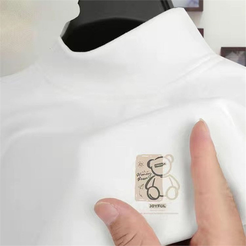 Winter Men's Half-Neck Fleece Base Layer Shirt Warm Inner Long-Sleeve T-Shirt Cross-Border Clothing with Fleece Thermal Shirt