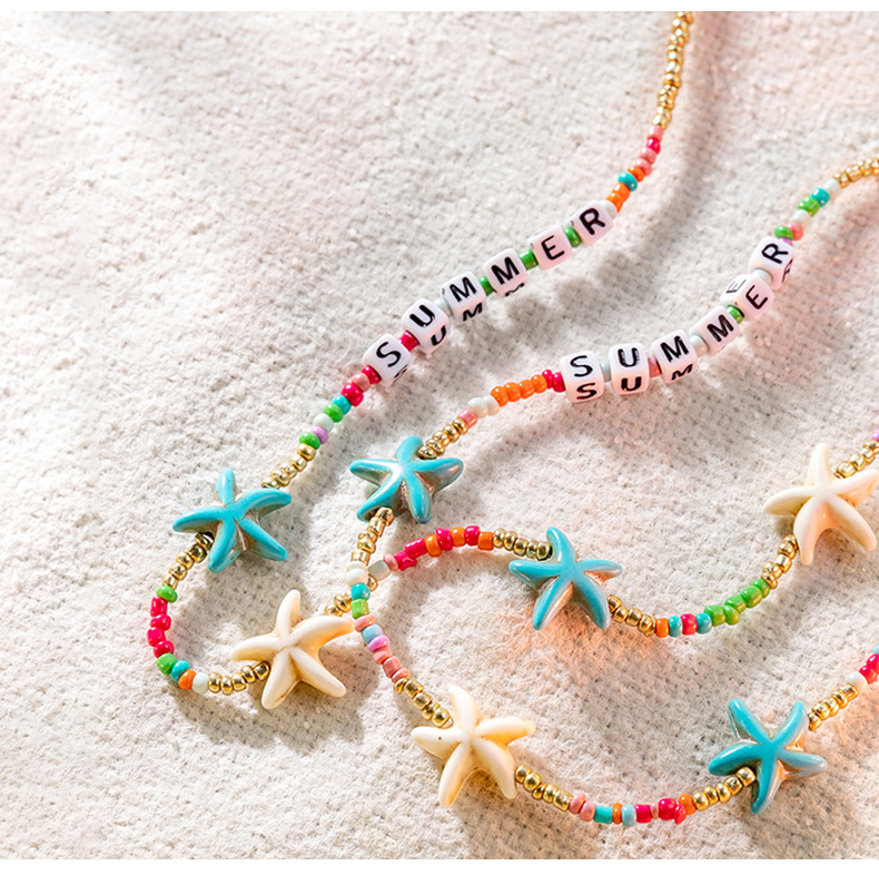 Fashion Letter Beaded Star Necklace display picture 2