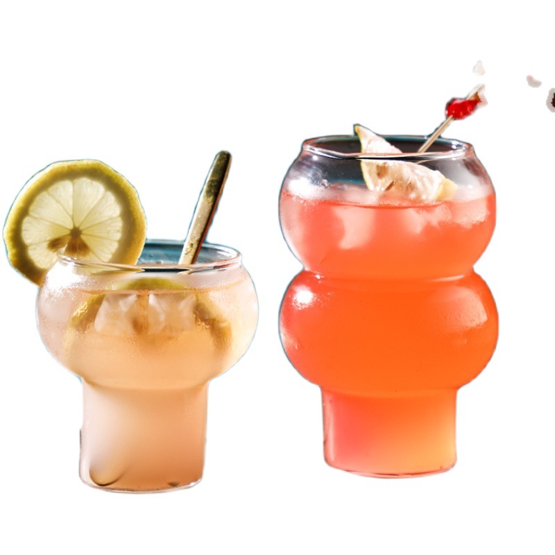 Forma de calabaza transparente taza de cóctel creativo vidrio borosilicato bebida jugo taza hogar verano bebida fría taza