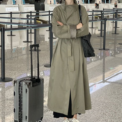 秋季新款韩系慵懒风垂感宽松风衣外套女小个子高级感休闲长款大衣