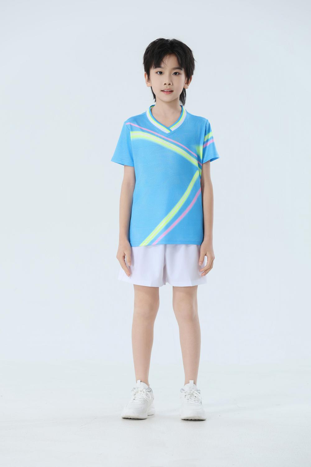 Nuevo set de bádminton transpirable de secado rápido hombre y mujer V-collar chaqueta deportiva para niños adultos con impresión personalizada image 13