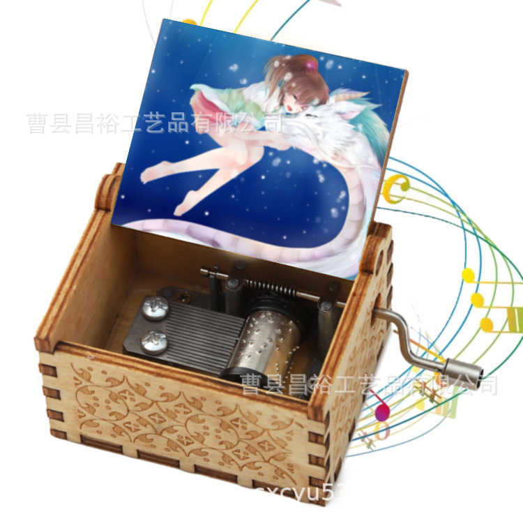 木製の手作りオルゴール創意カラープリント千と千尋のオルゴール木製の手を振ってオルゴールクロスボーダー専用です。