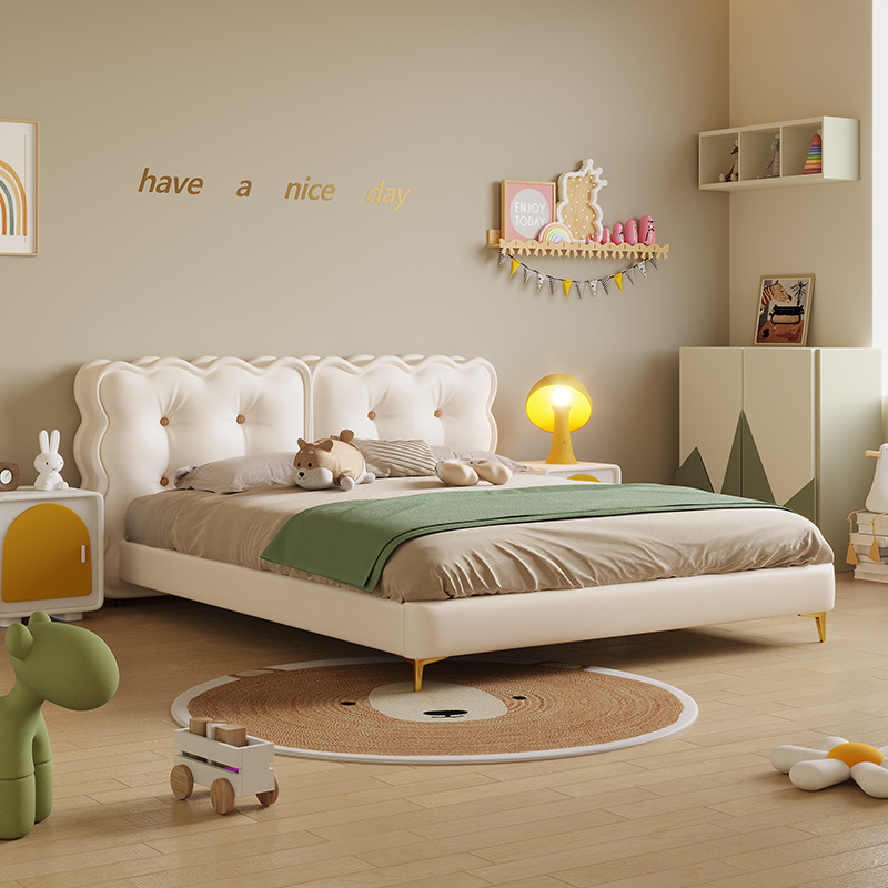 Cream Style Children's Bed, Modern Minimalist 1.5M Master Bedroom Bed, 2023 New Arrival Trendy Designer Bed