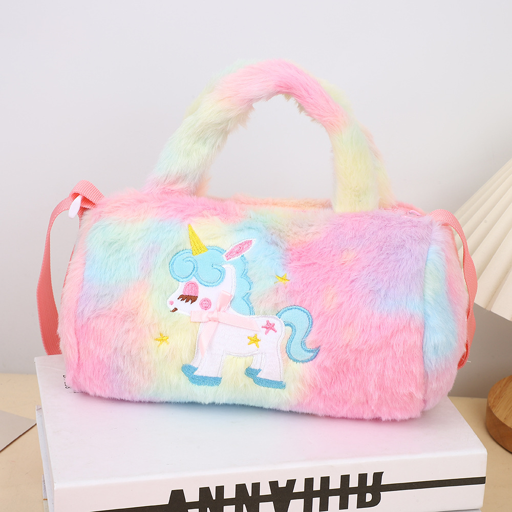 Nuevo cartón de dibujos animados portátil diagonal bolsas de hombro unicornio bolsas de juguetes de peluche para niños agarrar muñecas bolsas de regalo