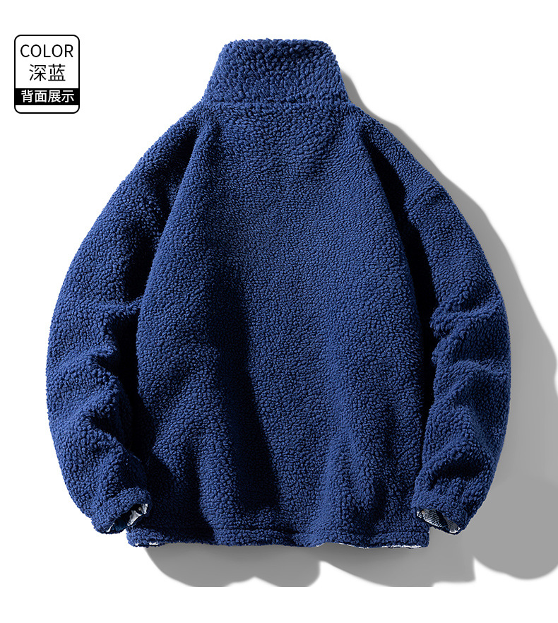 Men's Jacket Standing Collar Lamb Fleece Winter Coat Loose Fit_voghion.com