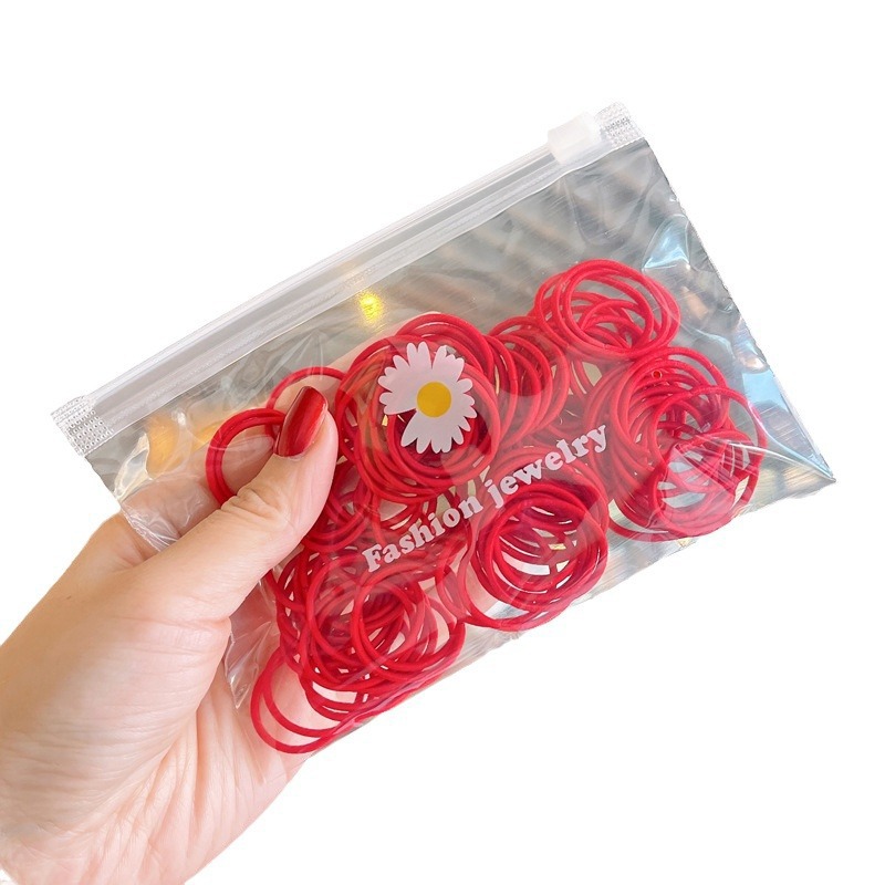 Niños de Año Nuevo correa roja no daña cabello niña cuerda de cabeza bebé adorable adornamiento para el cabello anillo de cabello banda de goma