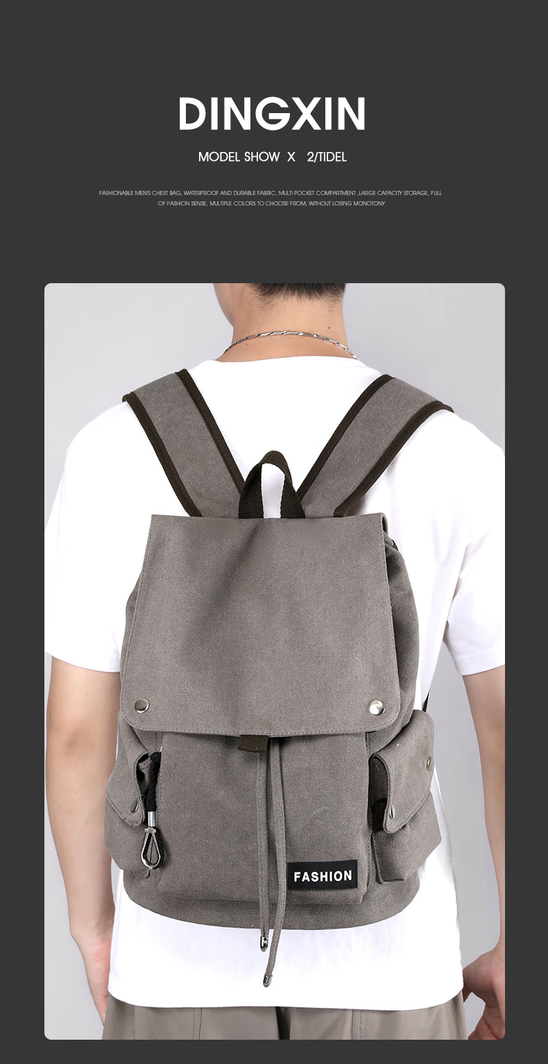 2023 New personalized Hong Kong-style backpack, large-capacity fashionable and trendy schoolbag, versatile and casual nylon student backpack Specification drawing