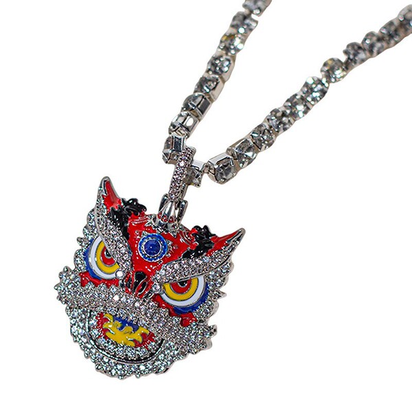 Retro creative copper pendant hip-hop style with zircon