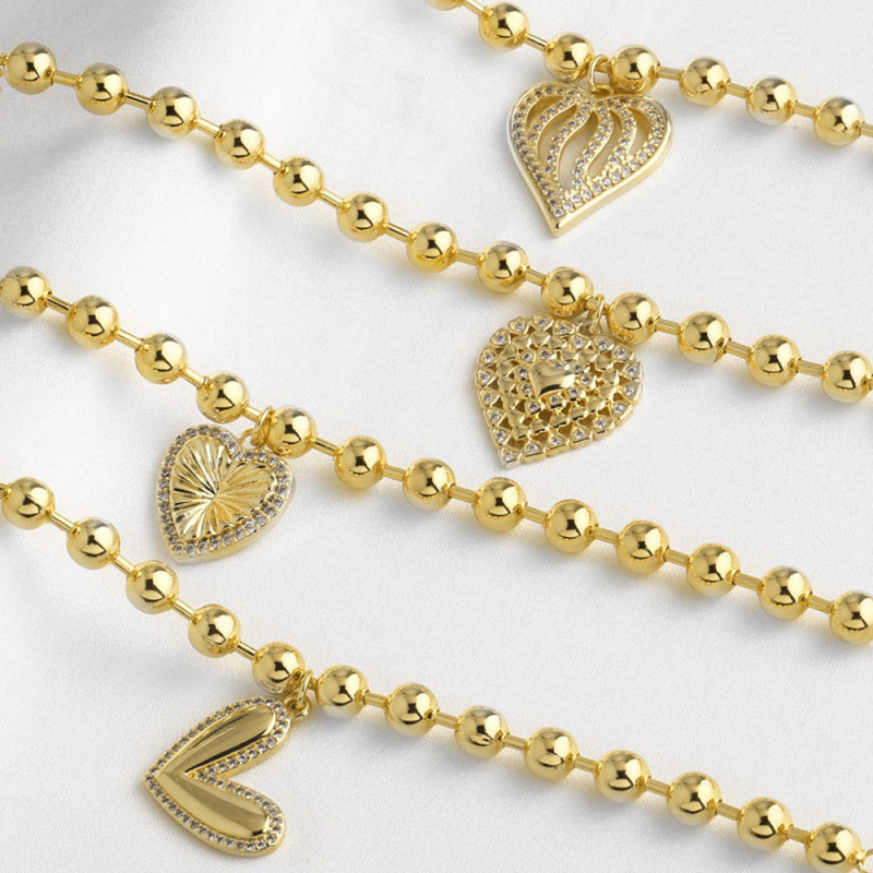 AS Jewelry Cross-Border Versatile 18k Gold-Plated Copper Zircon Heart-Shaped Pendant Bracelet Jewelry brk97