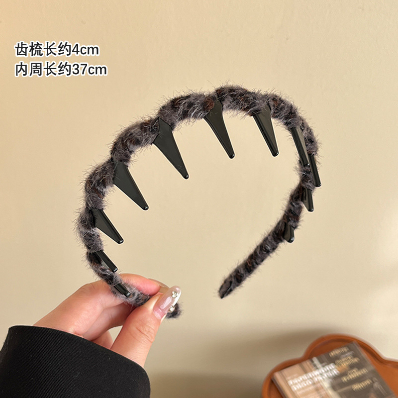 高级感格子正反两戴发箍女齿梳波浪洗脸压发卡日常外戴高颅顶头箍|undefined
