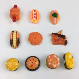 迷你汉堡蛋糕小笼包饼干面包仿真食玩树脂配件奶油胶材料饰品配件