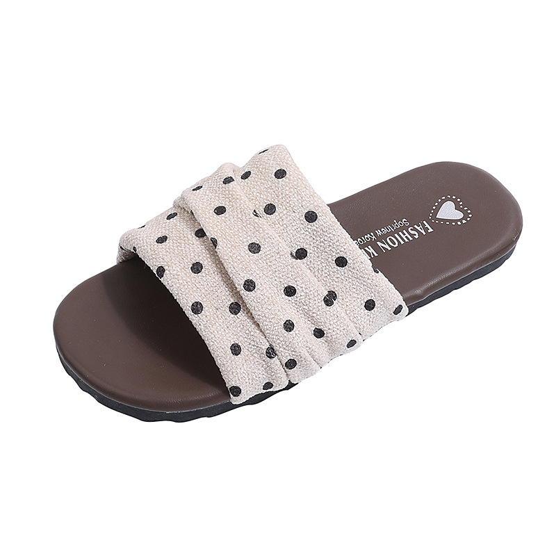 Niñas plegadas onduladas zapatillas de fondo plano 2026 verano nuevos niños de dedos desnudos sandalias Bocken una palabra sandálias