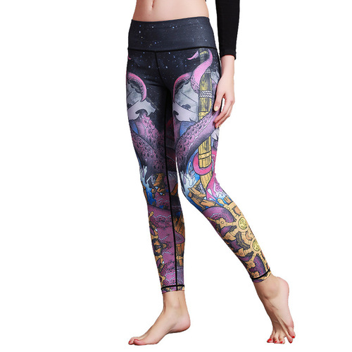 New printed yoga nine-point pants outdoor sports running quick-drying fitness pants tight stretch yoga pants women wholesale