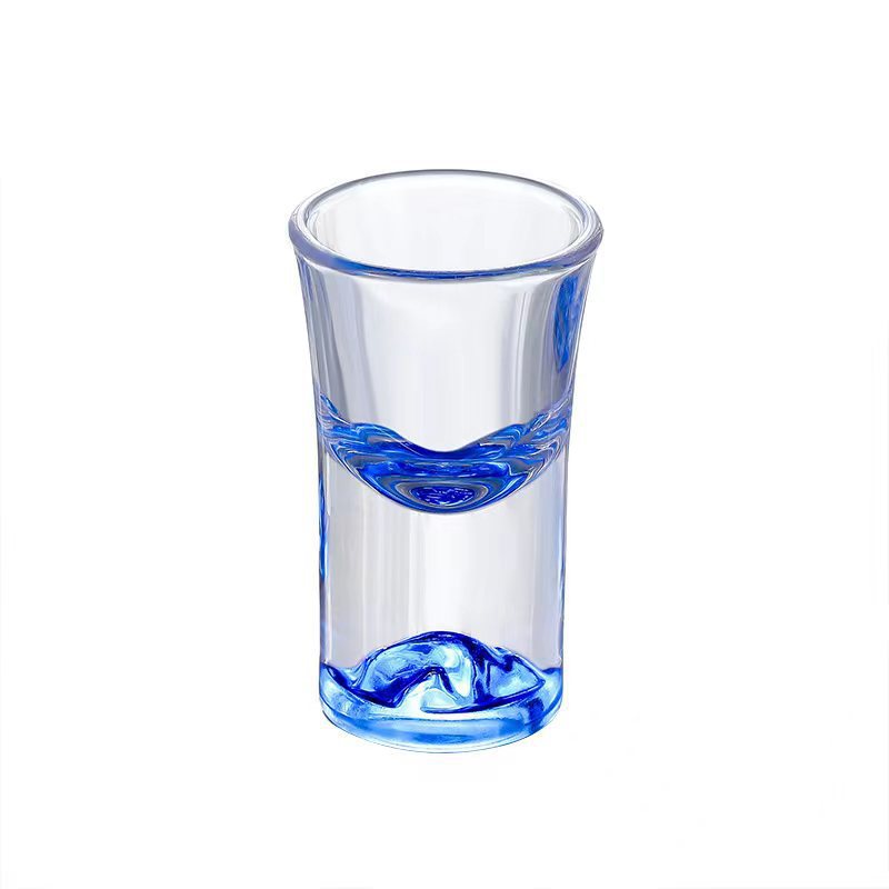 Fábrica directa de vinos de montaña azul conjunto de vidrio de cristal de lujo ligero casero tazas de vino con soporte de tazas de bambú