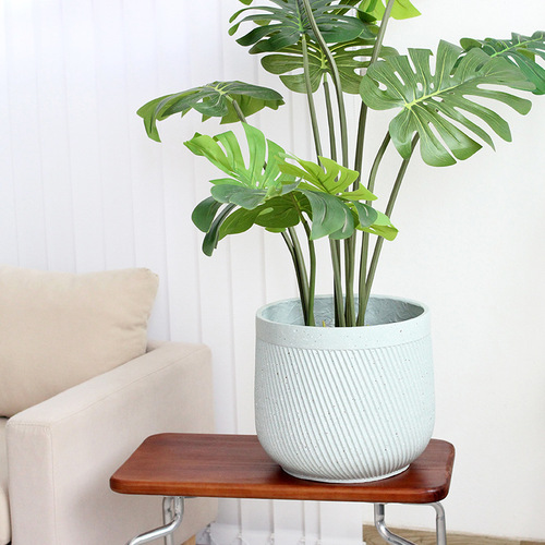 Nordic simple balcony large diameter big belly piano leaf banyan green plant home ceramic magnesium oxide living room floor-standing large flower pot